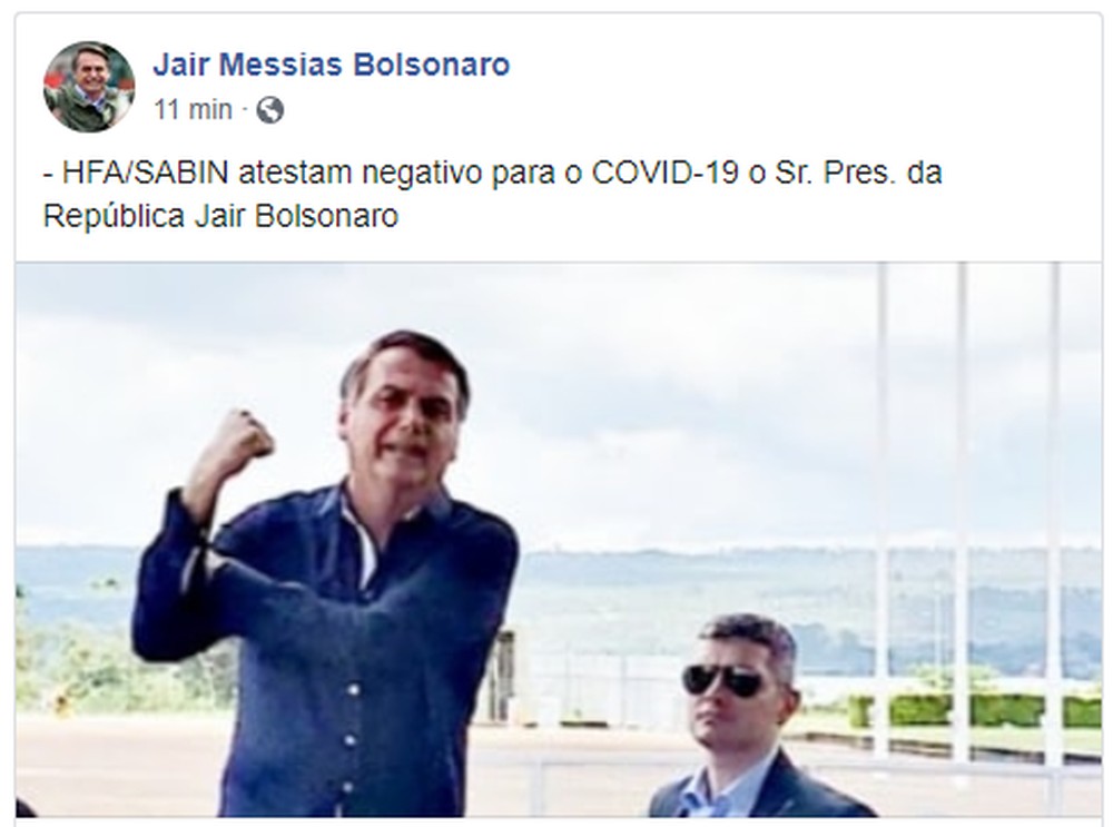 Teste de Bolsonaro para coronavírus dá negativo