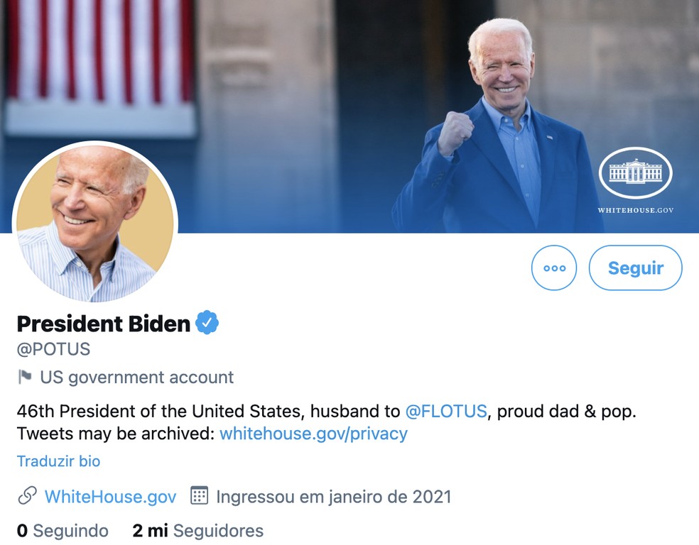 Conta no Twitter de Trump é transferida para Biden 