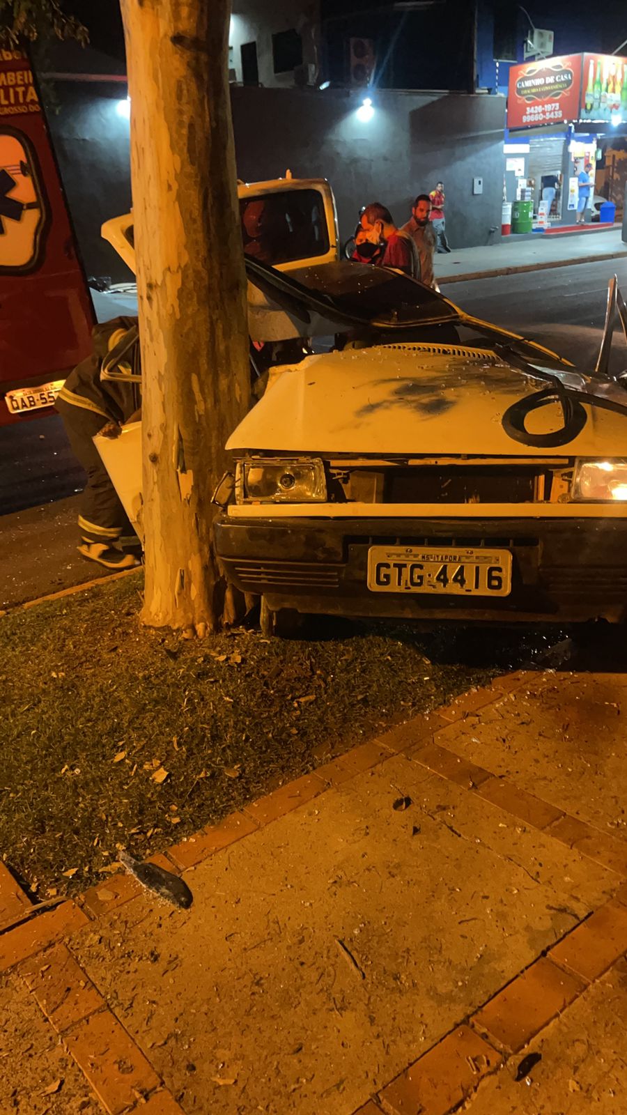 VÍDEO: Motorista alcoolizada bate em árvore na vila Aurora em Dourados 