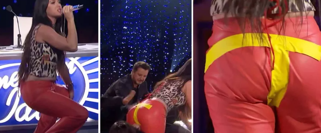 Katy Perry rasga a calça ao cantar no 'American Idol'