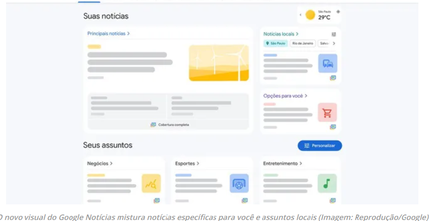 Google Notícias terá visual mais limpo e personalizável no desktop