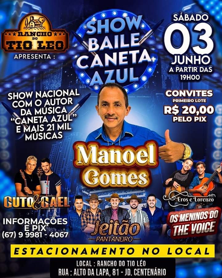 Manoel Gomes, o 'Caneta Azul', se apresenta em junho no Rancho do Tio Léo