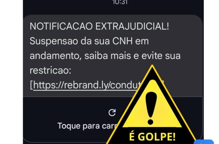 SMS com notificação extrajudicial de suspensão de CNH em nome do Detran-MS é golpe