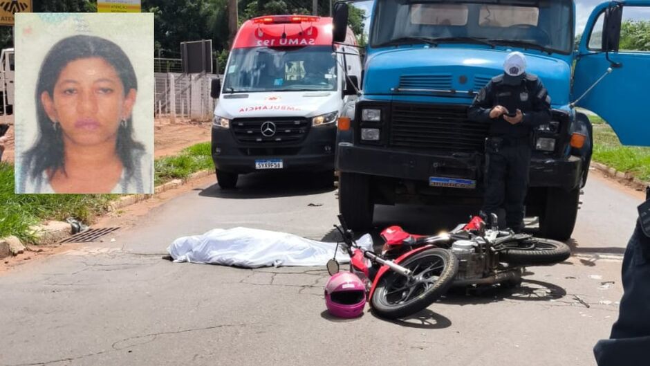 Motociclista morre ao ser atingida na traseira por caminhão em cruzamento