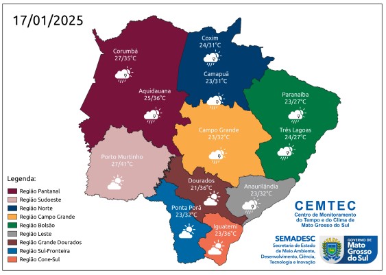 Chuva e altas temperaturas em Mato Grosso do Sul marcam esta sexta-feira