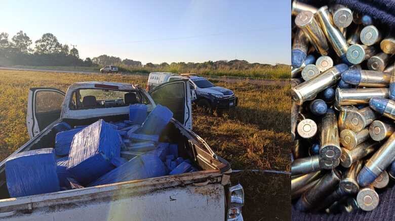 Carregada de droga e munições, caminhonete é encontrada tombada em rodovia de MS 
