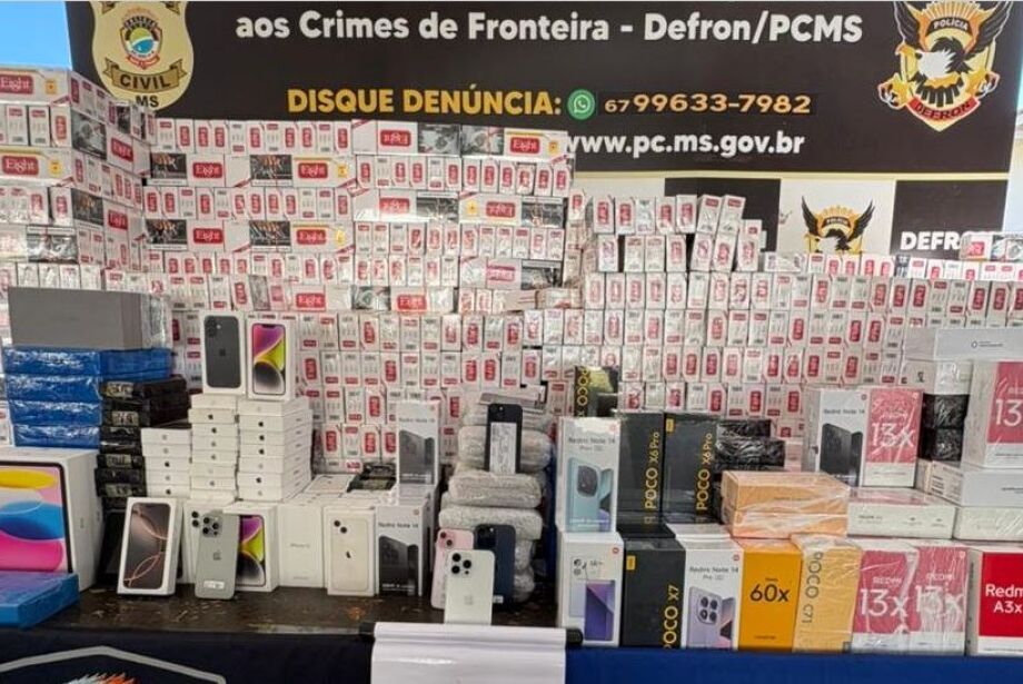 Mercadorias contrabandeadas avaliadas em R$ 1,4 milhão são apreendidas pela polícia em MS