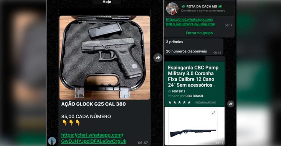 Operação da PF combate venda de armas por meio de rifas em grupos de WhatsApp em MS