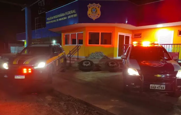 Com a família na carreta, motorista é preso em MS com mais de 100 quilos de cocaína