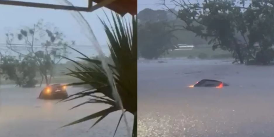 Mulher morre após carro ser arrastado por enxurrada durante tempestade