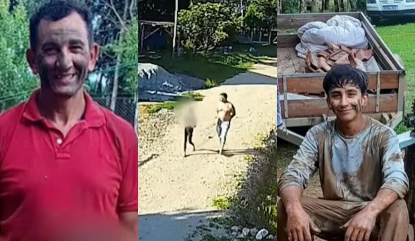 Câmeras mostram suspeito rondando casa antes de matar pai e filho 