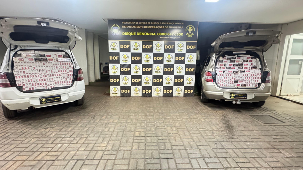 DOF realiza apreensão de cigarros contrabandeados em Dourados e evita prejuízo de R$ 280 mil
