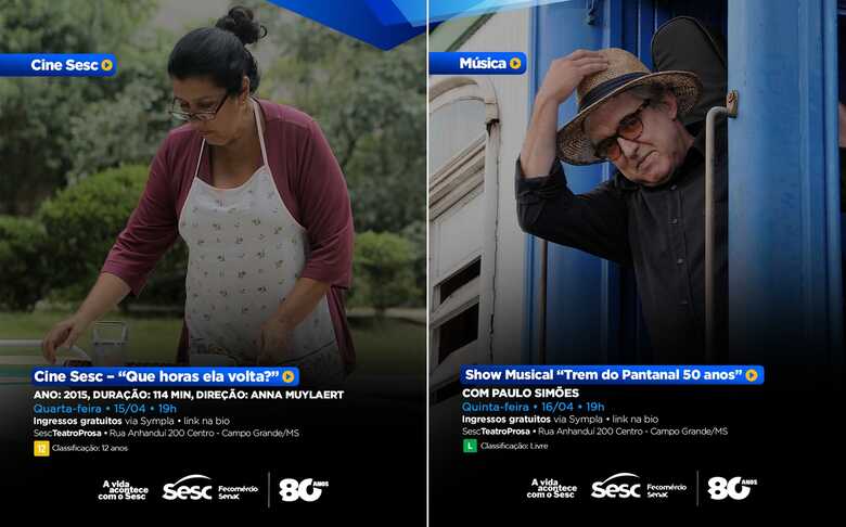 Sesc Teatro Prosa recebe programação gratuita com dança, cinema e música em Campo Grande